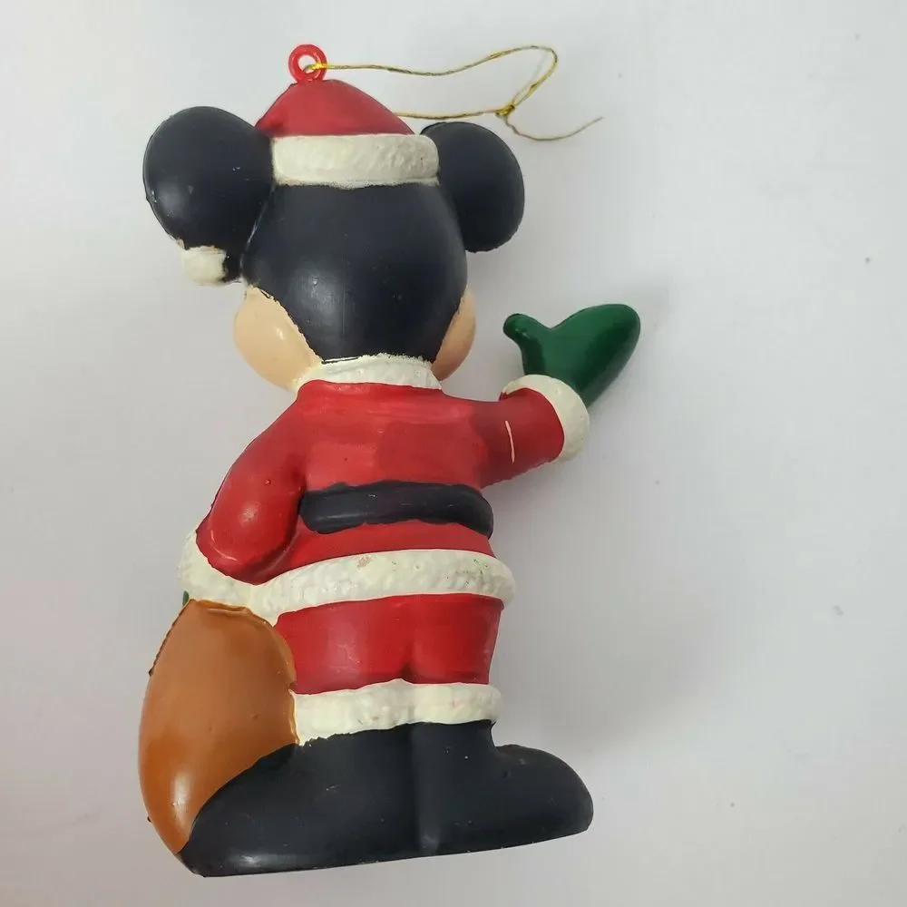 Vintage 80s Mickey Mouse Santa‎ Christmas Ornaments Walt Disney 4